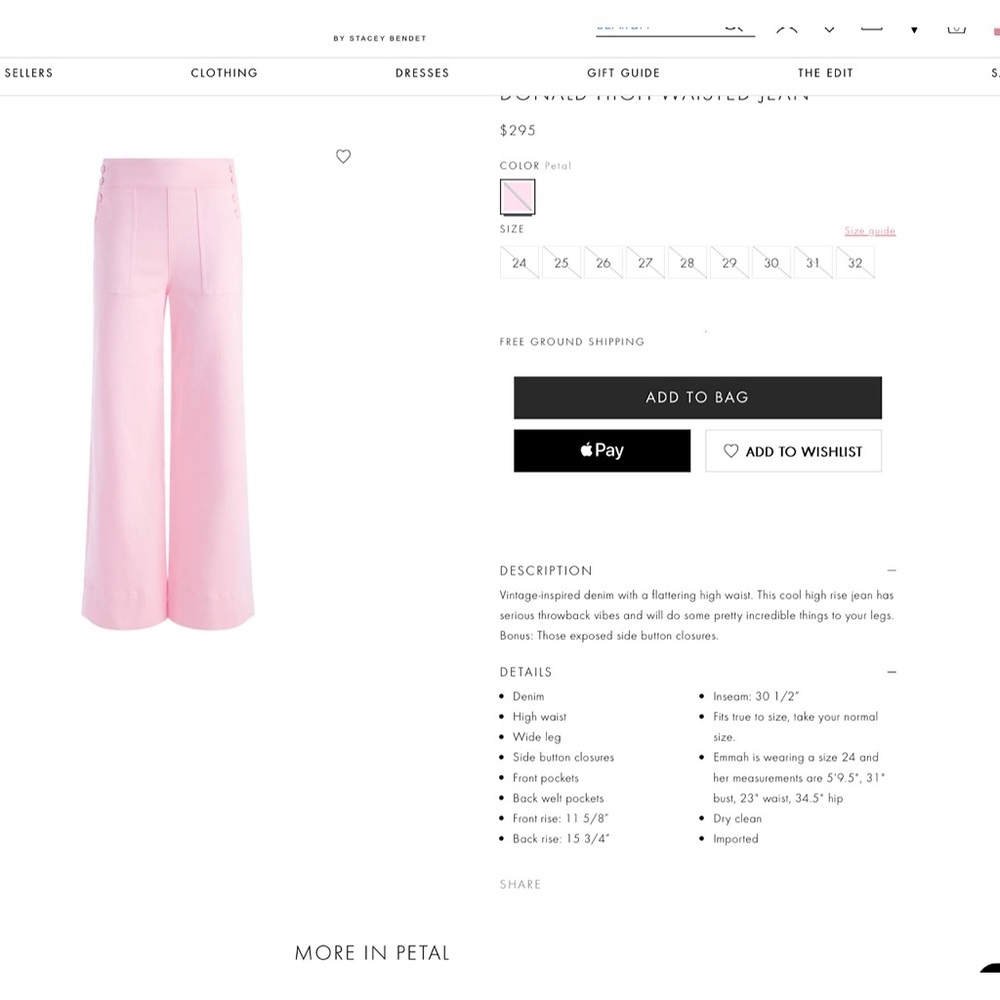 Alice + Olivia Donald High Waisted Light Pink Jean - Picture 3 of 16